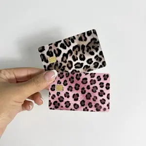 Cute Leopard & Pink Leopard Card Sticker Cover, 3.37x2.125 in Premium Laminated Waterproof Vinyl Aesthetic Card Skin, Scratch-Resistant DIY Scrapbooking Accessory