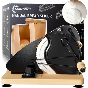 Manual Bread Slicer for Homemade Bread with 20 Bags and Acrylic Cover, Thickness Bread, Sourdough Slicer Serrated Blade with Line and Suction Cup for Baguettes