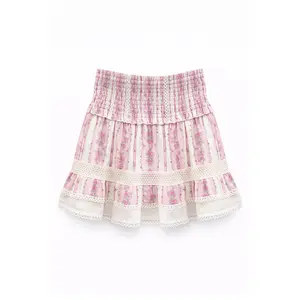 TWEEN LARA PRINTED LACE TRIM RUFFLE SKIRT
