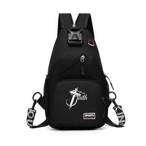 "Faith" Cross Print Sling Bag, Unisex Fashion Streetwear Chest Backpack, Unique Gift for Faith Enthusiasts, Great for Anniversary, Holiday, Daily Commute