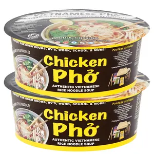 PhoLicious Instant Chicken Pho, Authentic Vietnamese Rice Noodle Soup Kit with Spices & Broth Mix, Ramen Noodles Alternative, Quick Microwave Meal - Pho Noodles Bowl - Chicken Flavor (2 Pack)