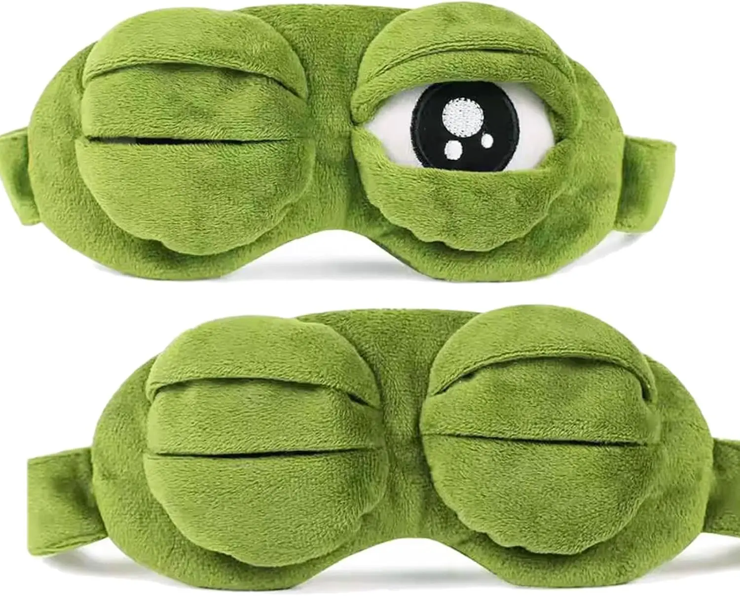 2Pcs Sleep Eye Mask, Shinywear Eye Mask for Sleeping, Cute Sad Frog Blindfold Plush Funny Eye Shade Cover for Travel Yoga Nap Block Out Light - Soft Cotton Inside for Sensive Skin