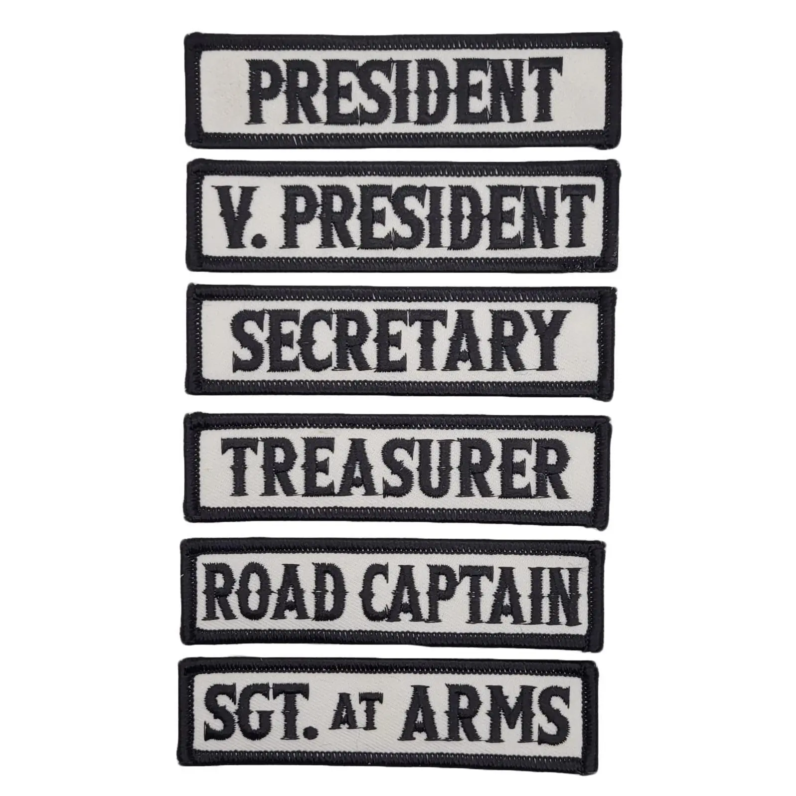Officer Title Rank Vest Patches President VP MC Biker club Patch Set (6pc-Iron On)