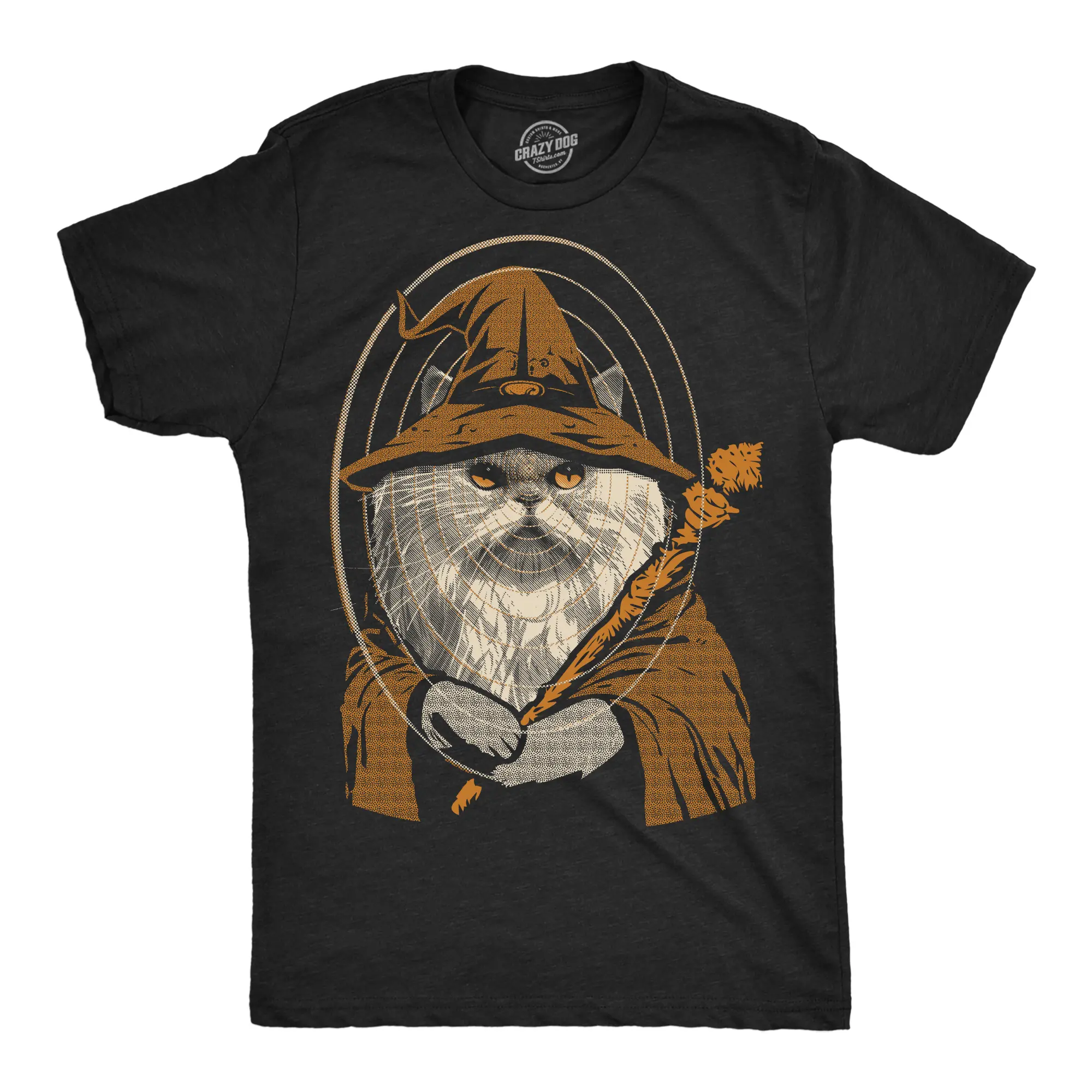 Mens Funny T Shirts Kitty Wizard Magic Cat Graphic Tee for Men Mens Funny T Shirts Cool Vintage Fashion T-Shirt Gift Classic Menswear Sarcastic Apparel for Men Funny Cat Short Sleeve Novelty Tees for Guys Black -