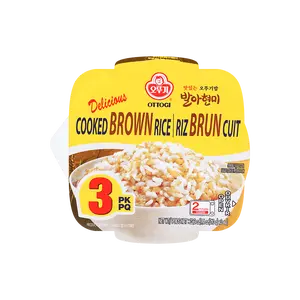 Ottogi Delicious Brown Rice 210g x 3 Pack - Healthy Korean Instant Rice, Ready-to-Eat Meal