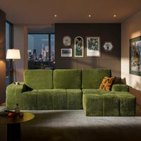 114" Neon Green Shimmer Plush Right Chaise