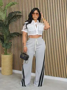 Women's Striped Print Drawstring Waist Wide Leg Pants, Casual Comfy High Waist Trousers for Daily Wear, Ladies Bottoms for All Seasons, Pants for Women, Going Out Bottoms, Casual Lounge Pants