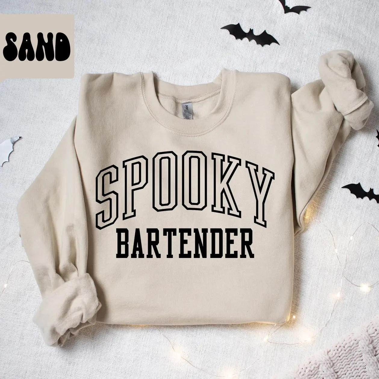 Spooky BARTENDER Halloween Sweatshirt BARTENDER Gifts BARTENDER Crewneck Trendy Graphic Oversized Funny Crew Neck Shirt Viral Comfy Tops