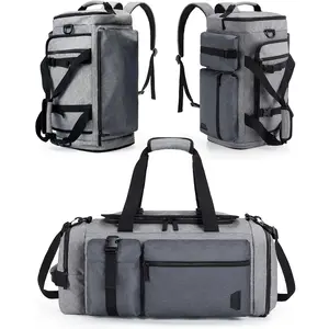 Gym Bag for Men, Sports Duffel Bags for Traveling, Weekender Overnight Bag with Shoe Laptop Compartment, Carry on Backpack for Airplanes-Gray
