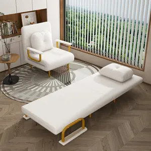 Folding Sofa Bed 3-in-1 Convertible Chair - 5-Position Adjustable Backrest with Pillow, Space-Saving Sleeper for Living Room, Bedroom & Office