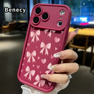 Case for iPhone 17 Pro Max 16 15 14 Plus 13 12 Mini 11 XR X XS Air E Pink Bow Reverie All Coverage Enhanced Camera Lens Protection Rugged  Shockproof Softcase