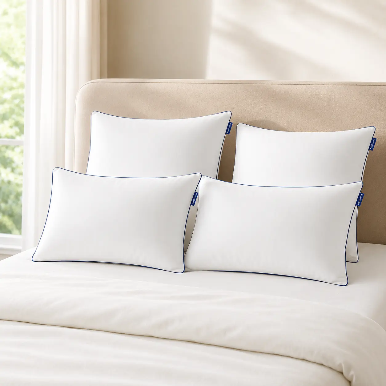 Hotel Collection 2 Pack Pillow – Soft & Breathable Bed Pillow, High-Loft Resilient Core, All-Season Comfort for Back/Side Sleepers, Home, Travel, and Office
