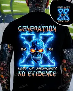 Chaosmoda Generation X Custom Year Skull Graphic Tee | Lots Of Memories No Evidence | Vintage Dad Shirt