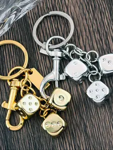 Women's DIY Lucky Dice Bag Charm Pendant, Gold & Silver Color Keychain for Bags, Fashionable Ladies' Purse Decoration