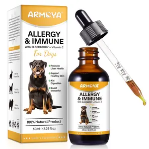 ARMOYA Allergy Relief Drops for Dogs with Turmeric & Milk Thistle Immune Support Supplement Natural Pet Supplement for Allergy Relief 60ml
