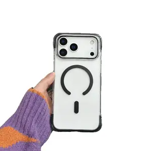 Simple and stylish new magnetic solid color phone case suitable for 17, versatile airbag anti-drop 17PM protective case 16Pro