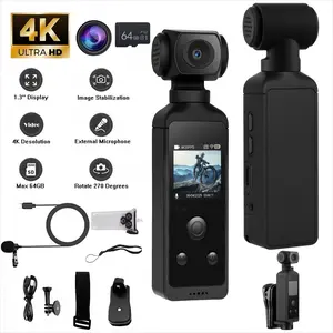4K HD 1.3‘’ Video Recording Camera,Portable,Rechargeable,Vlogging Camera,Handheld Stabilizer Pocket Action Camera,APP Control,Rotate 270°,Body Camera,USB Charging,90° Swivel,Waterproof Case,Loop Recording,Perfect for Video Recording,Father‘s Day Gifts