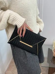 Elegant Women's Vintage Fashion Commuter Clutch Bag, Large Capacity Envelope Handbag, Crocodile Pattern, Casual Style, All Seasons