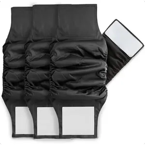 Washable Belly Bands for Male Dogs (3pack) + Extendrs® of Durable Dog Diapers Male, Premium Male Dog Diapers & Dog Wraps (Large, Black)