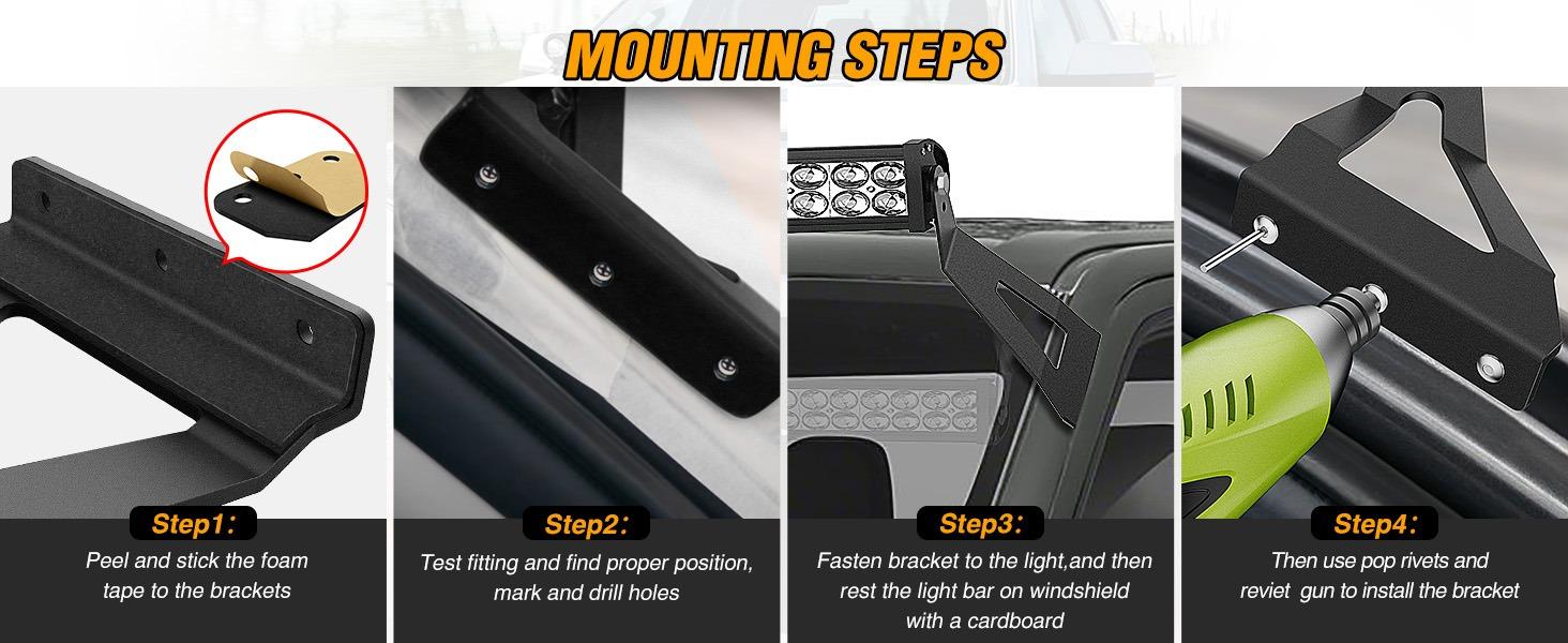 Nilight 2PCS 52 inch Curved LED Light Bar Bracket at Upper Windshield Roof Cab for 2004-2018 Ford F150 & SVT Ra Nilight 2PCS 52 inch Curved LED Light Bar Bracket at Upper Windshield Roof Cab for 2004-2018 Ford F150 & SVT Ra