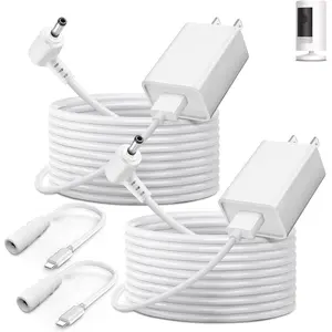 2-Pack Power Adapter Charger  Compatible with Ring Stick Up Cam /Plug-in 3rd Gen/2nd Gen & Ring Pan Tilt Stick Up Camera, Indoor/Outdoor Weatherproof Power Cord (4m/13.1ft) White