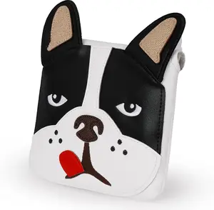 Big Crazy Golf Club Head Covers Putter Cover with Strong Magnetic Closure Square Mallet Putter Cover Waterproof Funny Design French Bulldog Pug Dog