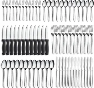 72-Pieces Silverware Sets for 12, Flatware Set with Steak Knives, Stainless Steel Cutlery Set, Include Forks Spoons and Knives Set, Dishwasher Safe Utensil Sets for Home Restaurant