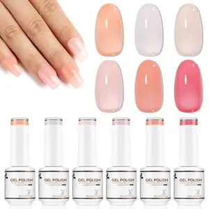 Nicedeco Hema Free Cruelty Free Vegan Jelly Gel Nail Polish, High Gloss Long Lasting Soak Off LED U V Gel Polish  Set 46 Cosmetic Glossy