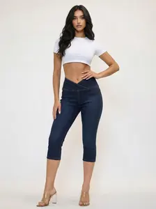 [EP5183-B] V-cut Waist Capri Shorts