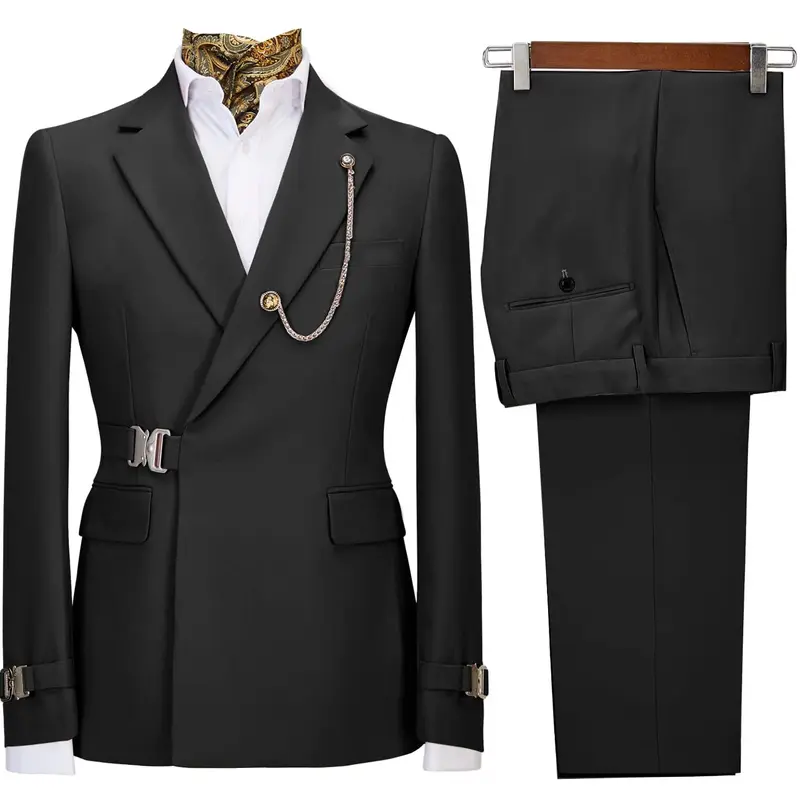 Men's 2-Piece Wedding Suit,Casual Business Retro, Groom Outfits, Party Suits,Formal Occasions,Groom's Wedding Tuxedo,Vintage Suits SpringStatements Long Sleeve Menswear Workwear Beige Black