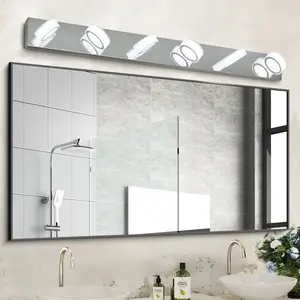 45" Modern 6-Light LED Vanity Light, Sleek Chrome Bathroom Wall Light Fixture for Mirror, Shower, and Bathroom Decor On-Site