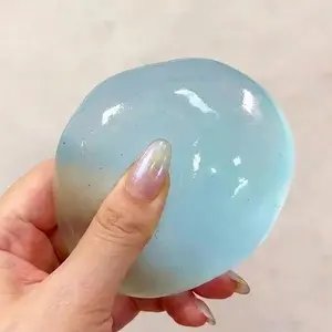 Plush Slow-Return Blue Coconut Oil Handmade Squeeze Ball, 6cm Round Malt Stress Relief Relaxation Toy, Squishy Stress Balls, Ideal Gift for Holidays, Parties, Birthdays