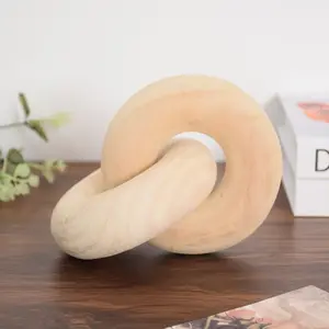 Bohemian Wood Chain Two Rings Decorative Piece, Coffee Shop Hotel Home Decoration, Living Room Ornament, Unique Home Accessories, home decor accessory, Wooden Chain Links