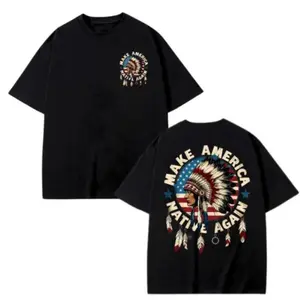 Make America Native Again T Shirt Vintage Native American Pride Tee with Headdress and Flag Design Indigenous Heritage Graphic Shirt Unisex Oversized Fit Streetwear Vintage Shirts