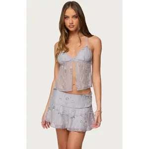 Edikted Women's Kylie Beaded Split Front Top