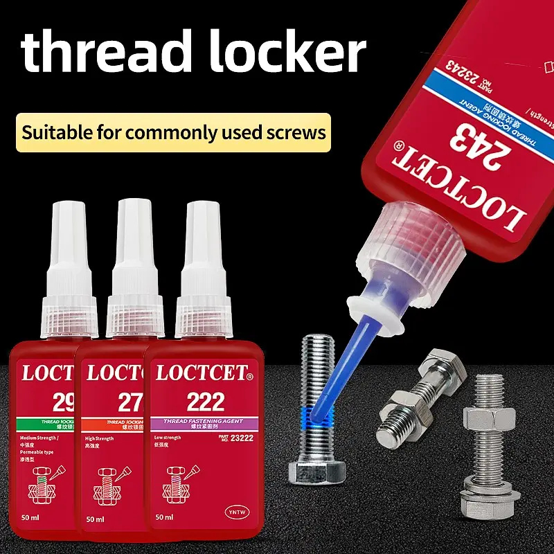 Screw Adhesive 50ML, 243/271/222/263 Thread Locker, Sealing Power, Anaerobic Adhesive High Strength High Temperature Resistant Anti-Loosening Removable Liquid Sealing Tape Glue
