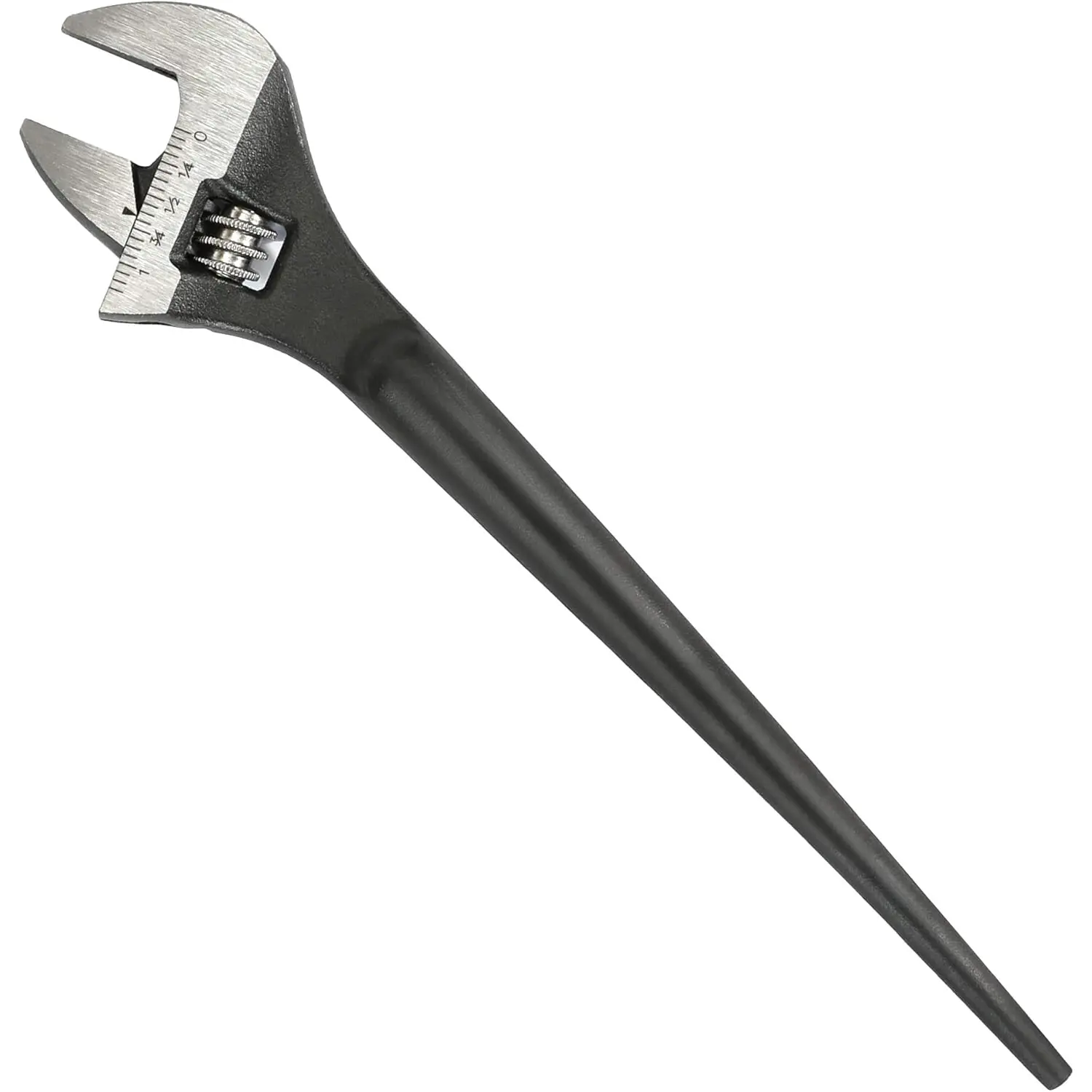 8-Inch Adjustable Construction Spud Wrench, Black Oxide Finish, CR-V Steel, SAE and Metric Scale Marked, Alignment Holes and Tail Crowbar Features
