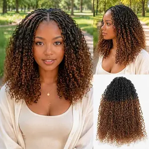 QVR #T1B/30 Human Hair Feather Crochet Braid Weave Extensions, Burmese Kinky Curly Machine-Made, for Stylish Looks, Feather Crochet Braids