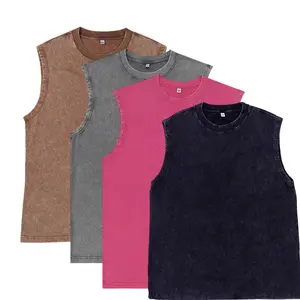 Men’s washed sleeveless tank top, made from premium cotton for all-day comfort, with a strong street culture vibe that enhances both comfort and style, suitable for everyday casual wear and sports.