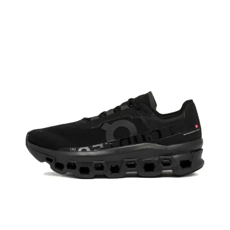 Cloud Cushion Running Sneakers All Black Trend Viral Chunky Cloud Sole Workout Shoes All Black Cloud Cushion Gym Sneakers
