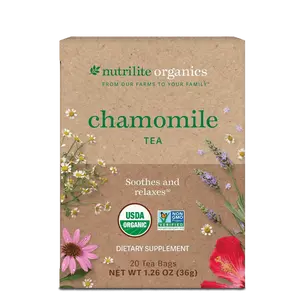 Nutrilite Organics Chamomile Tea 20 Servings – Soothing Herbal Blend with Lavender & Organic Botanicals for Calm Moments, Caffeine-Free, Vegan-Friendly, Evening Wind-Down Beverage