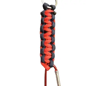 Solomon Paracord 5 1/2” Dark Blue/Red 2 Cord Keychain with D Ring & C Clip
