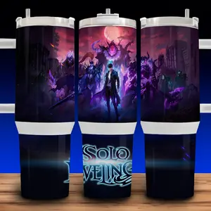 Solo Leveling Sung Jin-Woo Anime Cup Mug Tumbler 40oz with Lid and Straw - Elegant Drinkware for Anime Fans - Stainless Steel or Plastic Flasks Stylish
