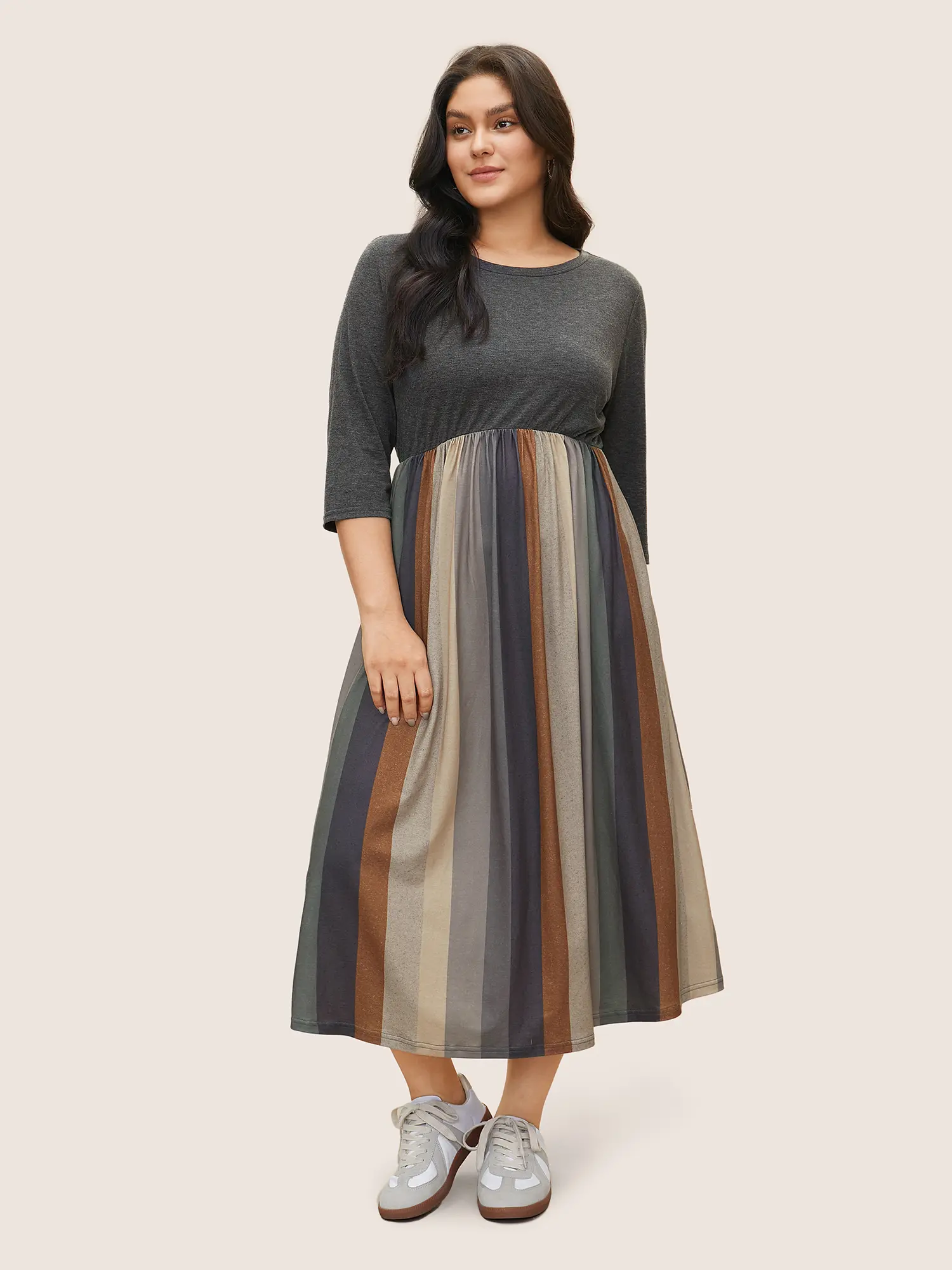 【Pocket Approved】 BLOOMCHIC Solid Patchwork Pocket Striped Flutter Hem Dress Fit Casual Womenswear Fabric Fit Swimweek, Fit,Summerfinds