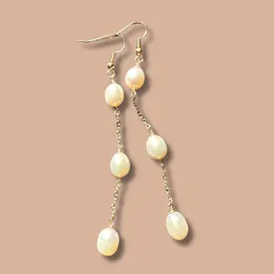 Women's Freshwater Pearl Drop Earrings - 3Tier Design