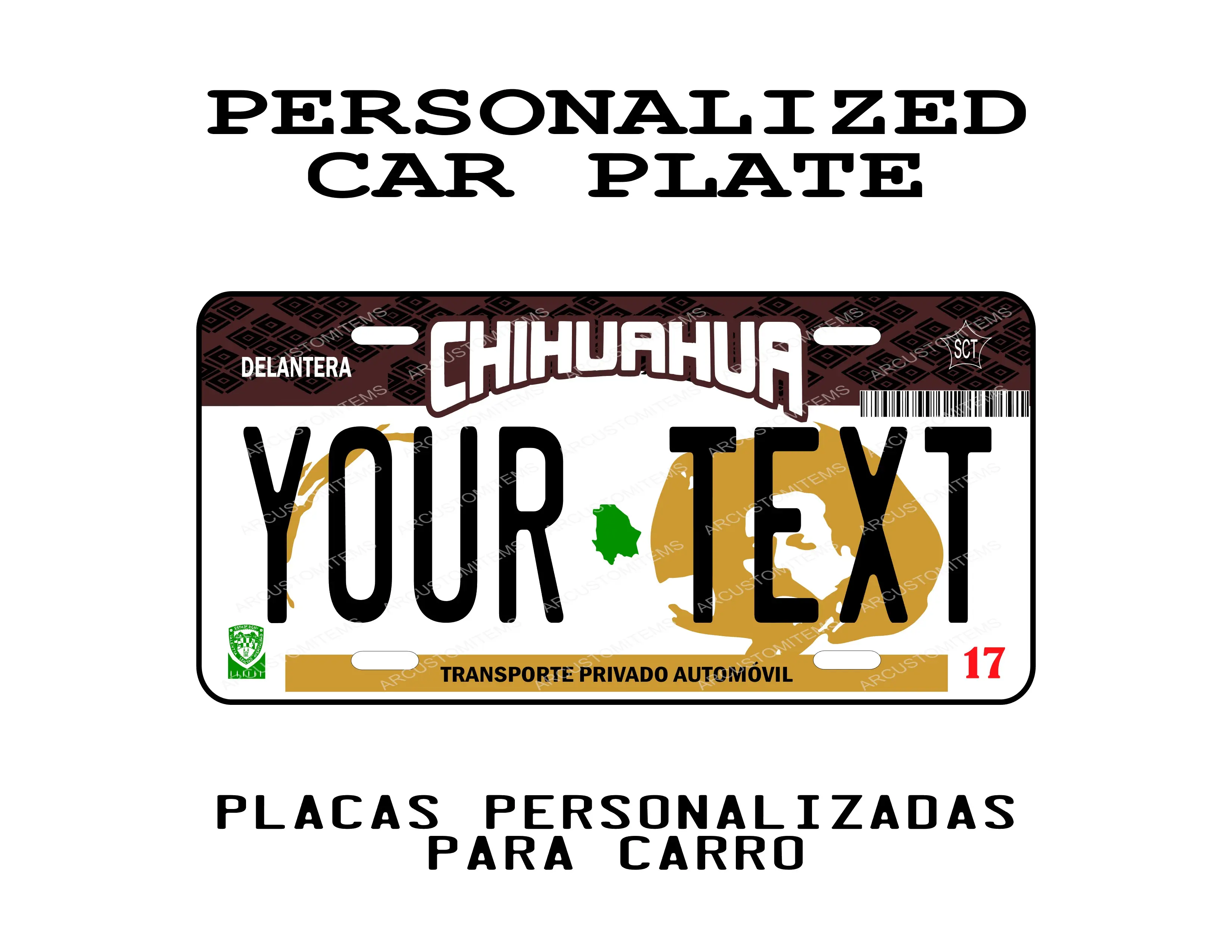 Personalized Car Plate Chihuahua - Decorative Aluminum Plate with High-Gloss Finish