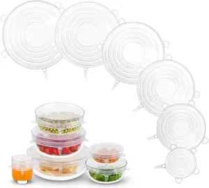 6PCS White Silicone Stretch Lids Kitchen Set - Reusable, Food-Grade, BPA-Free Covers for Bowls, Pots (2.56-8.1in) - Eco-Friendly Kitchenware for Containers