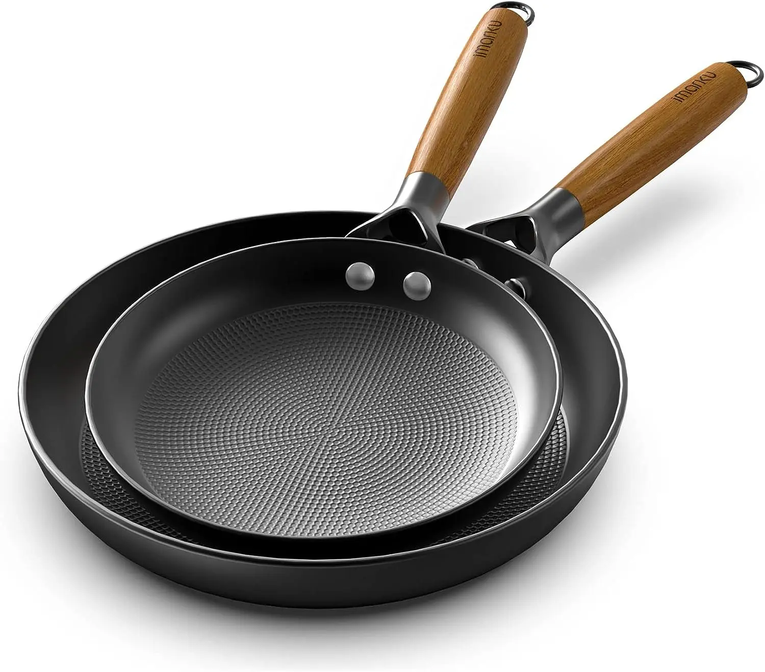 imarku Non Stick Frying Pans - 8 inch & 10 inch Frying Pan Nonstick Set, Honeycomb Lock Oil Cast Iron Skillets, Dishwasher Safe, Induction Compatible, Stay-cool Detachable Handle Pans for Cooking Cookware