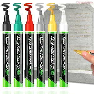 6pcs 3mm Broad Tip Headstone Repair Pen Extra-Large Capacity Waterproof Touch-Up Marker for Gravestone Lettering and Monument Restoration, Heat-Resistant Durable Metal Paint Refill, Easy-Use Precision Marker for Outdoor Memorials, Care and Restoration