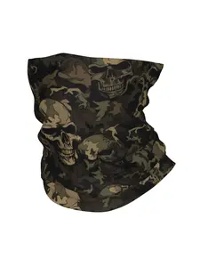 Skeleton Pattern Thin Bandana Neck Gaiter Wrap Scarf Headband - Camouflage Skull Design Tactical Desert Scarf
